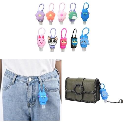 Cute Flower Animal Silicone Hand Sanitizer Pocketable Shower Holder With Empty Bottle