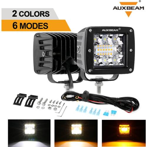 72W 3Inch LED Square Work Light Pod IP68 Waterproof Off Road Fog Driving Lamp with 10FT Wiring Harness Memory Function 6 Modes