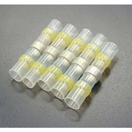 100 x 6mm Yellow AWG 12-10 Heat Shrink Solder Sleeve Seal Wire Splice, Marine Boat Car Seal Heat Shrink Butt Connectors