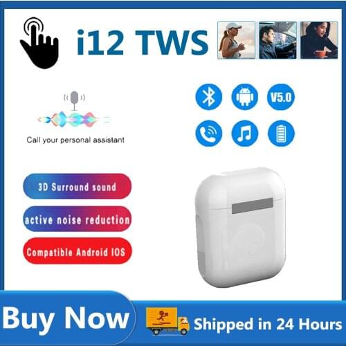 Tws i12 Original Stereo Wireless 5.0 Bluetooth Earphone Earbuds Headset With Charging Box For iPhone Android Xiaomi Smartphones