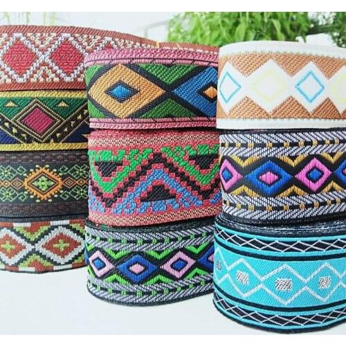 Retro geometric graphic ribbon 2.5CM/3.3CM X10yard lace woven Jacquard Ribbon Trims For DIY Clothing Straps Belt guitar Accessor