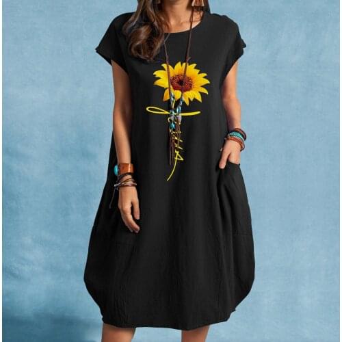 Summer Floral Print O Neck Casual Dress Short Sleeve Loose Dresses For Women 2021 Vestidos De Mujer Casual Vestido De Mujer