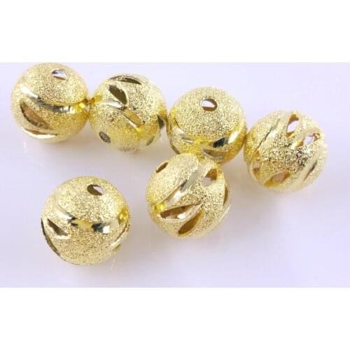 10MM round hollow sand fringed beads gold 100PCS DIY necklace bracelet earrings beads