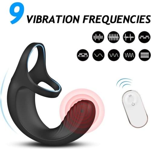 10 Modes Vibrating Penis Massager Ring Dildo Sex Toys For Men Scrotum Massager Male Chastity Cage Testicle Bondage Vibrators