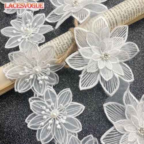 10PCS 11cm Embroidery flower Beaded lace applique Handmade DIY Patches accessories Patchwork Needlework sewing Cloth paste 155