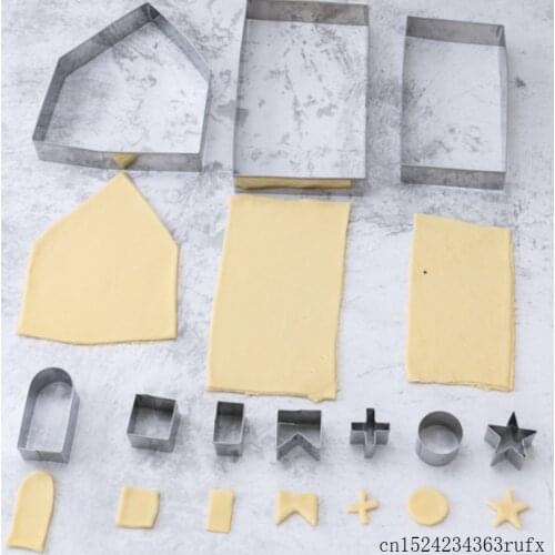 30 Sets 10 Pcs/Set Cookie Cutter Set Cookie Mould Stainless Steel Christmas Theme 3D DIY Gingerbread House