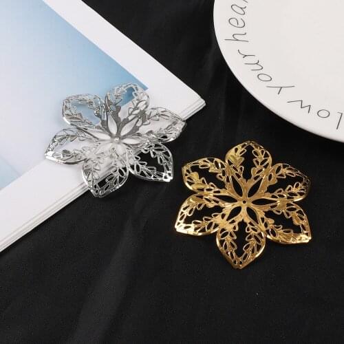 4pcs Gold/Rhodium Plated Iron Crafts Tone Filigree Flowers Wraps Connectors For Jewelry Making Findings DIY Charms Pendant