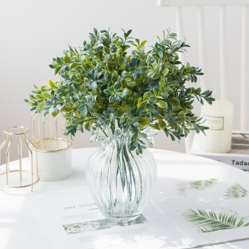 5 Forks Peach Leaf Grass Wedding Decorative Flowers Christmas Wreaths Vase for Home Decor Ornamental Flowerpot Artificial Plants