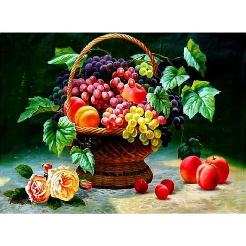 5D Diy round square Diamond Painting Fruit basket grapes Diamond Embroidery Cross Stitch Kit Wall Sticker Home decorationZP-1002