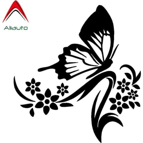 Aliauto Flowers and Butterfly Fresh Natural Vinyl Car Stickers Reflective Creative Decals Motorcycles Accessories,15cm*14cm