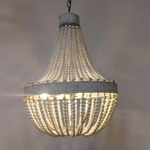 American Retro Pendant Lights Decorative Hanging Lamps Living Room Bedroom Wooden Beads Pendant Lamp Restaurant Hanging Lighting