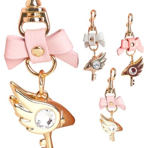 Card captor cardcaptor sakura 20th anniversary keychain key bag pendant hang chain keychain wands cosplay anime bag charm