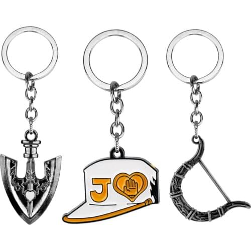 Anime Game JOJOS BIZARRE ADVENTURE Keychain KILLER QUEEN Bow Arrow Keyring Key Chain Kujo Jotaro Higashikata Josuke DIO Necklace