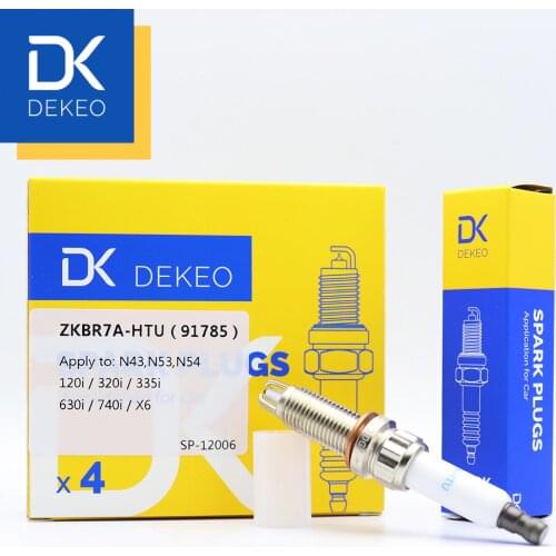Dekeo For BMW 116i 118i 120i 316i 318i 320i 325i 330i 520i 523i 525i 528i 530i 630 Spark Plug Nickel 3-Electrode ZKBR7A-HTU 4PC