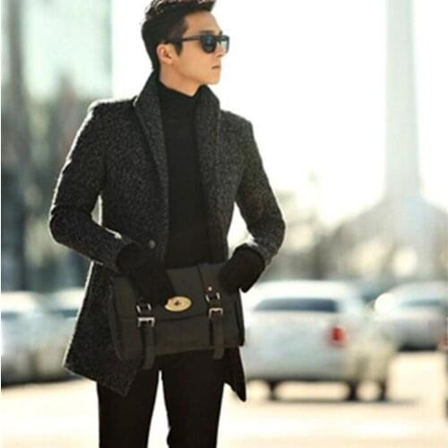 Business woolen coat men single-breasted trench coats long sleeves overcoat mens cashmere coat casaco masculino inverno england