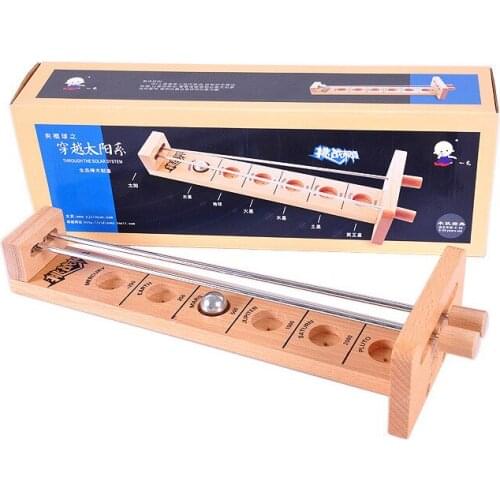 Wooden Classic Toy balance Ball Board Game Tabletop Game through the Solar System Hand-Eye Coordination Balance toy for kids 6Y