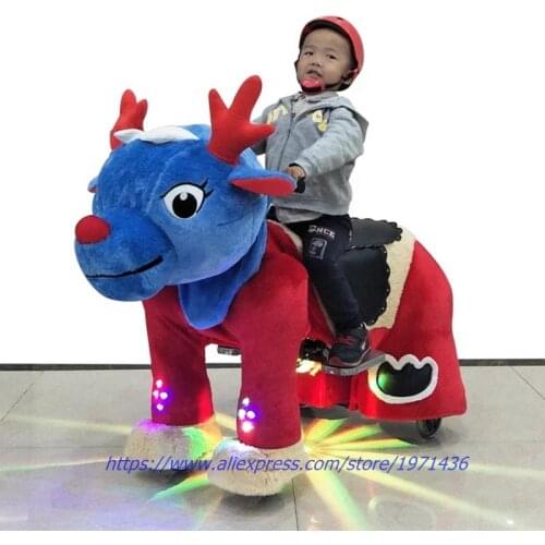 Small Size Stuffed Animal Rides Coin Operated Kids Game Machine Music Plush Toy Walking Animal Car With Battery