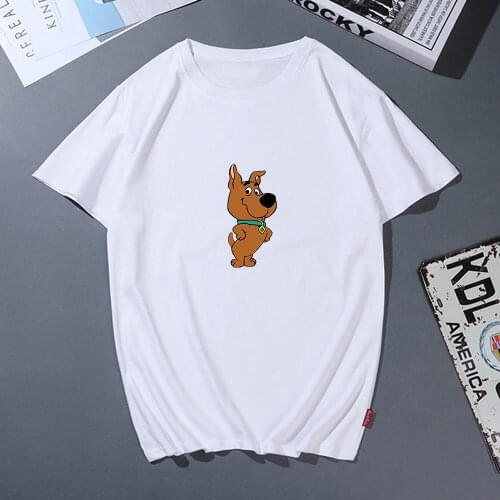 Kawaii Dog Prints Black Tshirt Short Sleeved Cotton T Shirt for Women Vintage T-shirt Womens Fashion Harajuku Top Tees Female