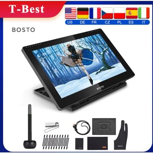BOSTO BT-16HD IPS HD Graphic Monitor Drawing Digital Tablet Passive Technology USB-Powered 8192 Pressure Level Pen Touchscreen