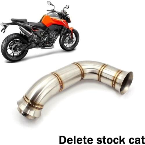 Motorcycle Exhaust Catalyst Deleted Pipe Connector Link Tube Middle Section Slip On Original System Modified For Duke 790 ADV