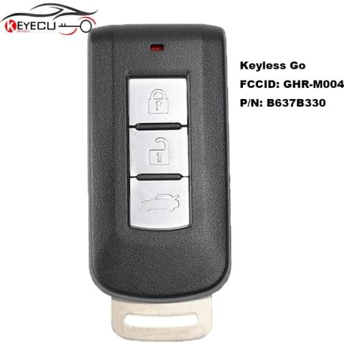 KEYECU OEM Keyless Go Smart Remote Key 3B 433MHz HITAG3 PCF7938 ID47 for Mitsubishi Lancer Outlander Attrage GHR-M004 B637B330