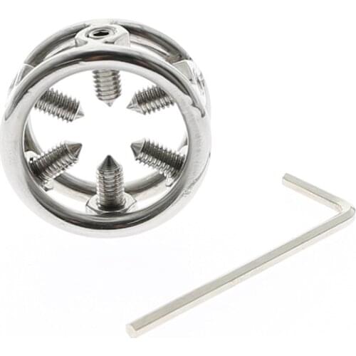 SPIKED GLANS RING COCK ring Stainless Steel Male Sex Ring Stop Premature Ejaculation Erection Dual Ball Stainless ring