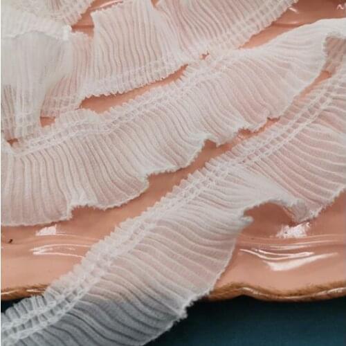 7.5cm wide 4meter/lot Mercerized cloth ruffles fabric lace trim diy students suits accessory X680