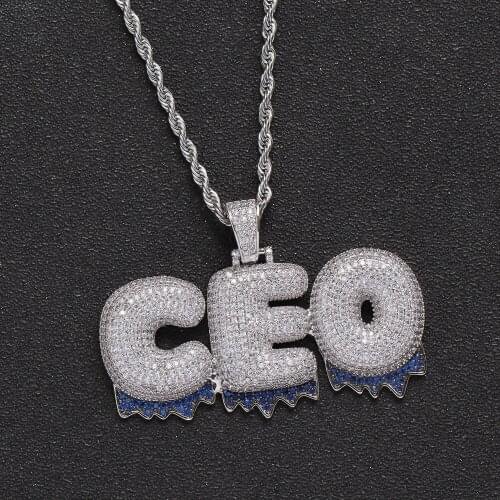 Hotsales Bling Bling Mens Pendants Letter Custom Mirco Pave Prong Setting Zircon Hip Hop Necklace Jewelry CP06