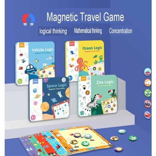 Magnetic Travel Game Sudoku Puzzle Farm/Ocean/SPace/Vehicle/Zoo Logic Board Game ladder training logical thinking toy for 3Y