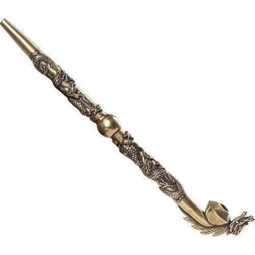 Copper Long-Stemmed Dragon Carved Tobacco Pipe Creative Smoking Pipe Smoking Accessories For Gift