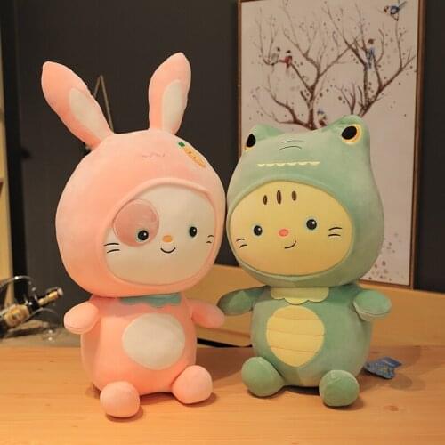 Cartoon new Face-changing cat fat plush toy soft stuffed animal doll pet pillow transform child kid Birthday Xmas cute gift