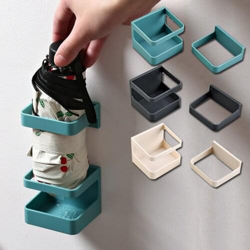 Wall-mounted Umbrella Rack Umbrella Draining Storage Rack Multi-function Plastic Bathroom Organizer Umbrella Holder Bucket