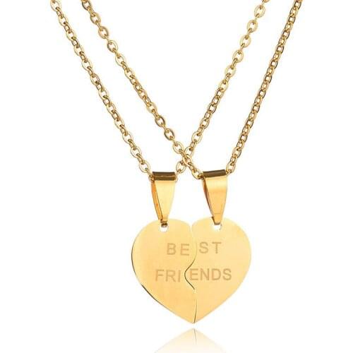 New Heart Puzzle Pendant Womens Necklace Gift for Best Friends Sister Friendship Anniversary Birthday Charm Jewelry