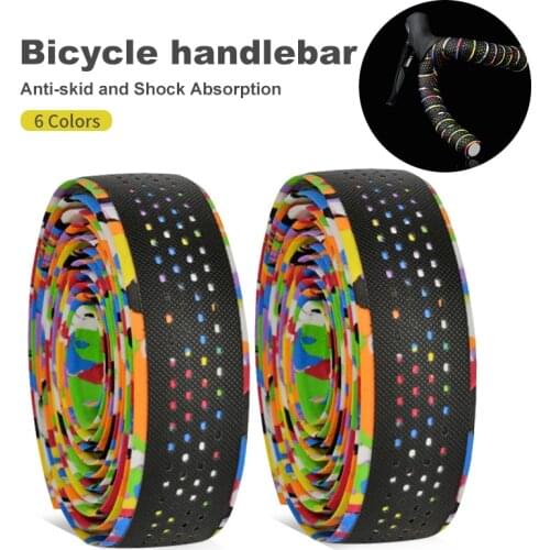 PCycling Bicycle Handlebar Tape Road Bike Comfortable Shock Absorption Breathable Conposite PU Leather EVA Material Multicolor