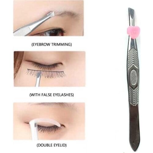 ELECOOL 1Pcs Angled Slanted Eyebrow Tweezer Stainless Steel Face Hair Removal Clip Cosmetic Beauty Makeup tool