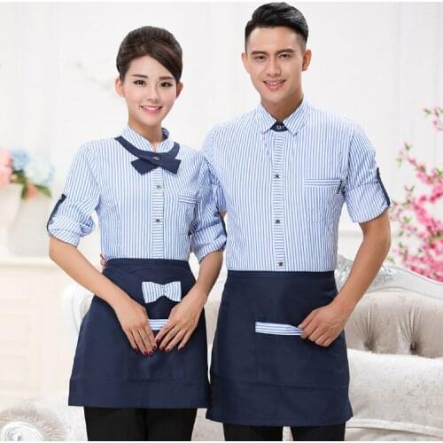 Hotel Workwear Fast Food Shop Uniform Cafe Staff Overalls Long Sleeve Hot Pot Catering Breathable Waiter Single Jacket H2378