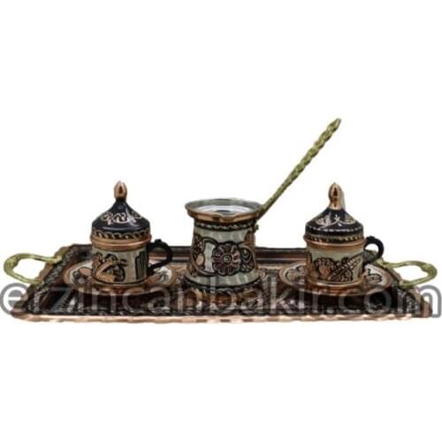 Seti 2 bakır türk çay kahve Espresso bardakları seti anadolu arapça kahve fincanı seti KVT-103