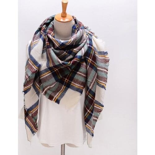 Winter summer hijab Triangle Scarf For Women female Brand Designer Shawl Cashmere Plaid Scarves Blanket Dropshipping XS027-10