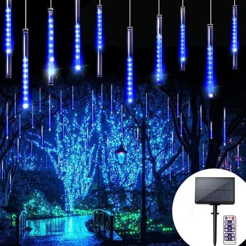 Solar 30cm/50cm 8Tubes LED Meteor Shower Rain Lights Holiday String Lights Waterproof Christmas Wedding Garden Decoration Lights