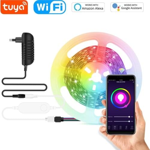 Tuya Wifi Led Strip Light RGB 5050 Smart TV Backlight Voice Control Work With Alexa Google Home For Room Decoration