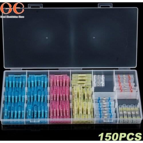 100Pcs Heat Shrink Butt Connectors + 50Pcs Solder Sleeve With Box electrical connector crimps wire crimp connector