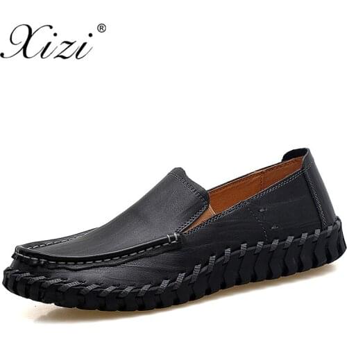 XIZI Brand Mens Handmade Genuine Leather Casual Shoes Slip-On Italian Style Men Leather Footwear Top Quality Man Driving Shoe