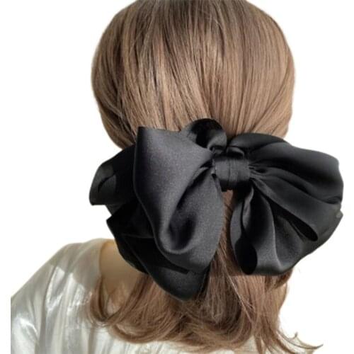 Bowknot Hair Clips Hand Tie Large Pigtail Bows Hairpin For Women Girls Satin Temperament Elegant Accessoires Jewelry Clips