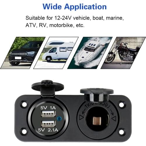5V Dual USB Charging Car Accessories Charger Power Adapter For Car And RV 12-24V Car Cigarette Lighter Socket Splitter