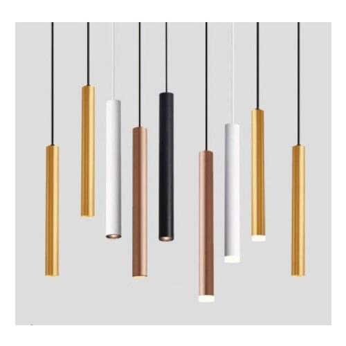 Dimmable LED Pendant Lamp Long Tube lamp Kitchen Island Dining Room Shop Bar Decoration Cylinder Pipe Pendant Light Kitchen Lamp