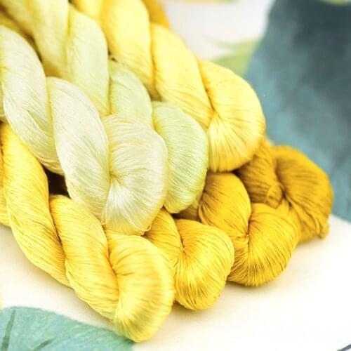 1pcs 100% silk thread hand embroidery embroider cross stitch 400m silk embroidery thread yellow series/7 pure colors