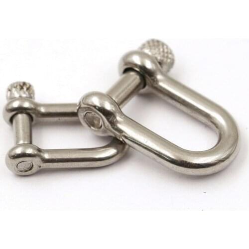 1 pcs Stainless Steel Carabiner D Bow Shackle Fob Key Ring Keychain Hook Screw Joint Connector Buckle Solid Metal 2 Size