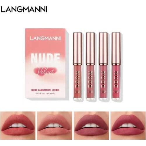 4PCS/Set Lip Gloss Velvet Matte Lipstick Waterproof Long Lasting Sexy Red Makeup Lipgloss Batom Cosmetics Maquiagem TSLM1
