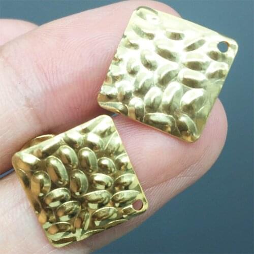 50pcs Square Stainless Steel Stud Earrings with Hole Gold Tone Earring Post for Women DIY Ear Jewelry Making Findings