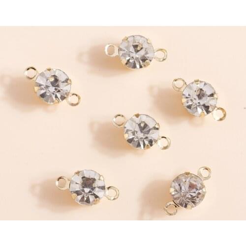 60pcs 11*6mm Crystal Glass Claw Charms Connector for Bracelets Necklaces DIY Trendy Gold Color Charms Jewelry Accessories Making